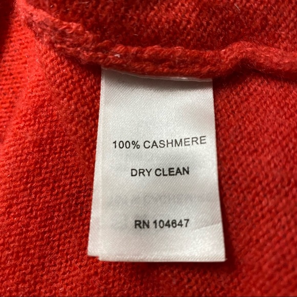 SAFFRON SWEATER V-NECK LONG SLEEVE CASHMERE ORANGE RED POCKETS SIZE M - Picture 8 of 8